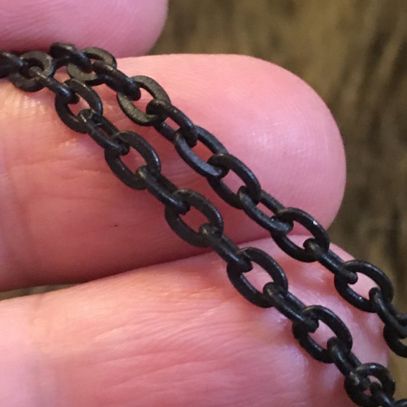 Matte black stone accent amulet on chain - Picture 9 of 9